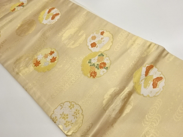 JAPANESE KIMONO / NAGOYA OBI / WOVEN SNOWFLACK & FLOWER